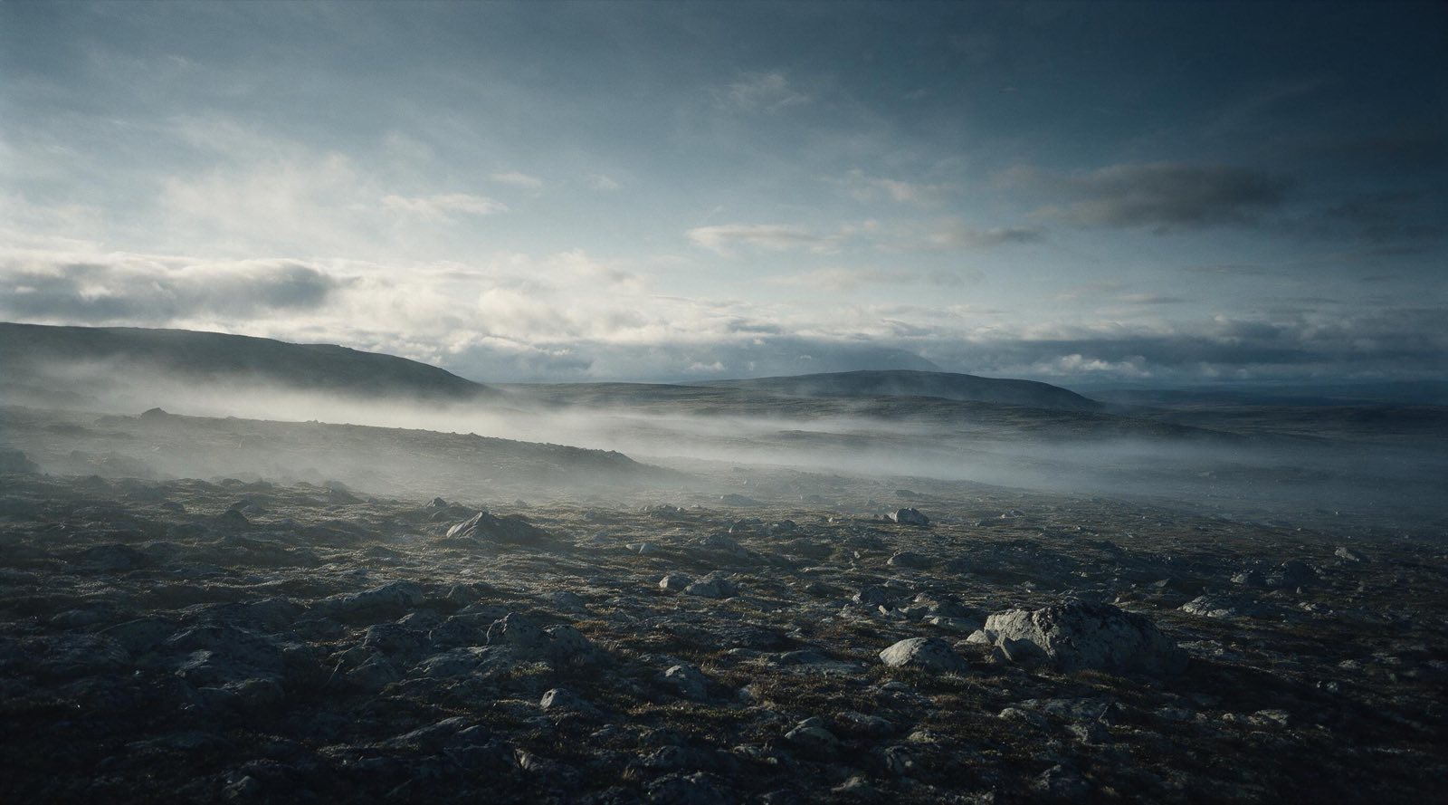 Morning mist over a wide Nordic fell plateau