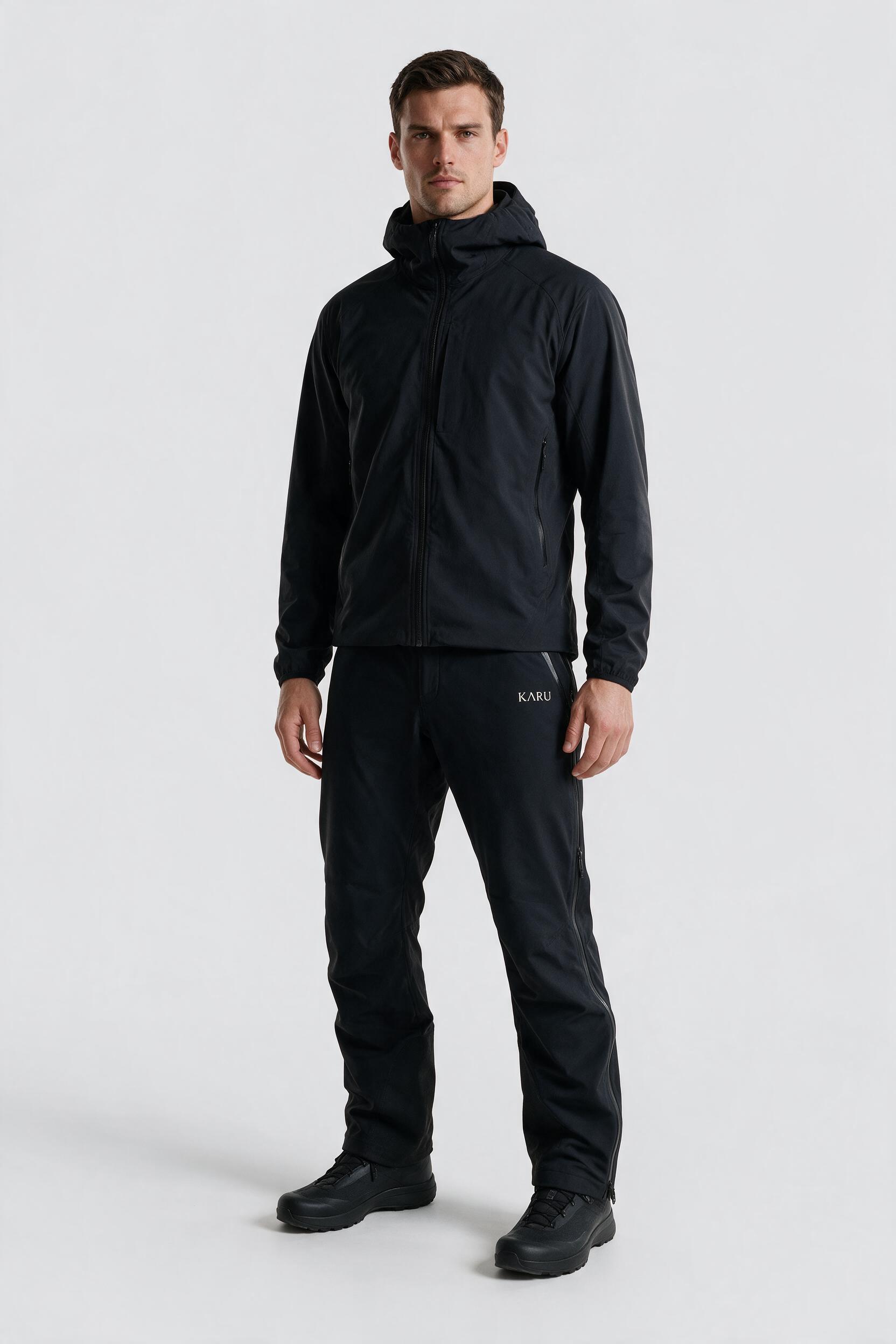 Rapa Pant in night black, worn by a model, studio product shot on a seamless neutral ground