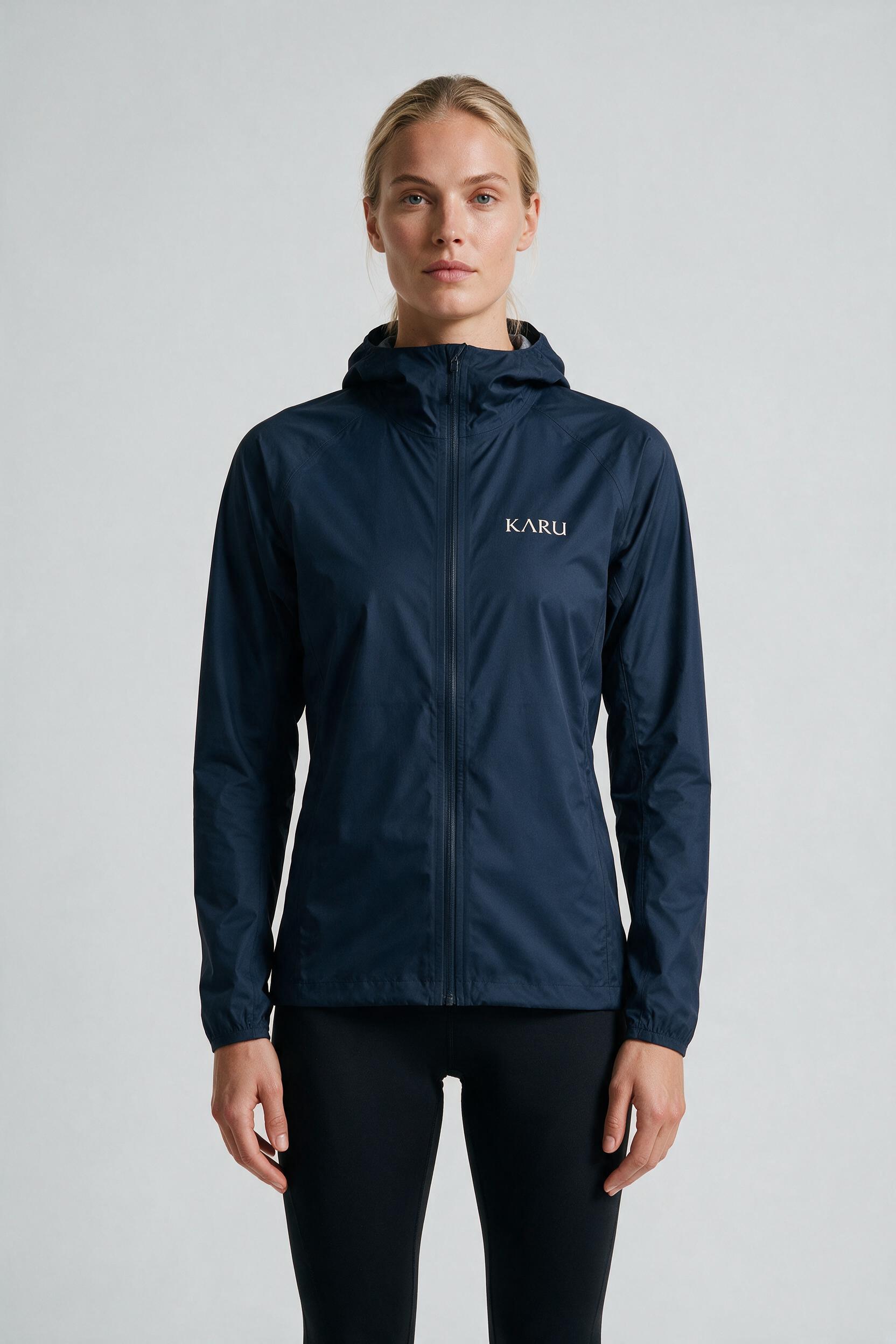 Rissa Wind in deep navy, worn by a model, studio product shot on a seamless neutral ground
